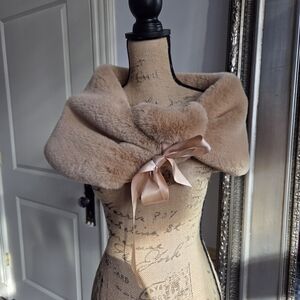 Echo Faux Fur Wrap with Ribbon